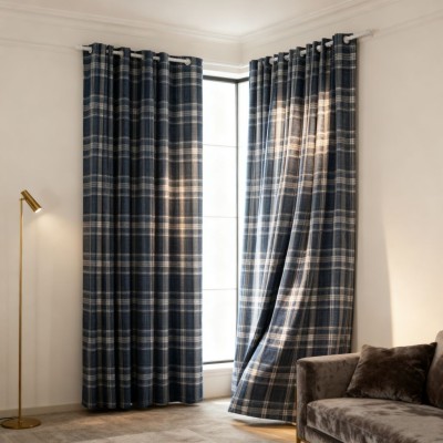 Retro Plaid Blackout Curtains - High GSM Luxury Elegant Drapes for Living Room & Bedroom